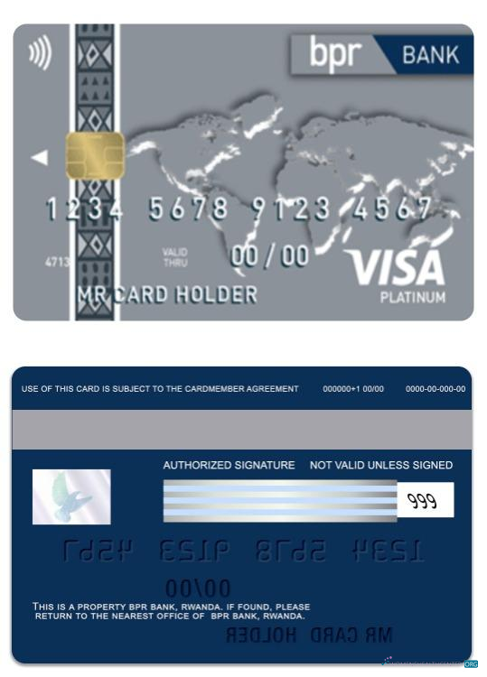 Download Rwanda BPR Bank visa platinum card Photoshop template